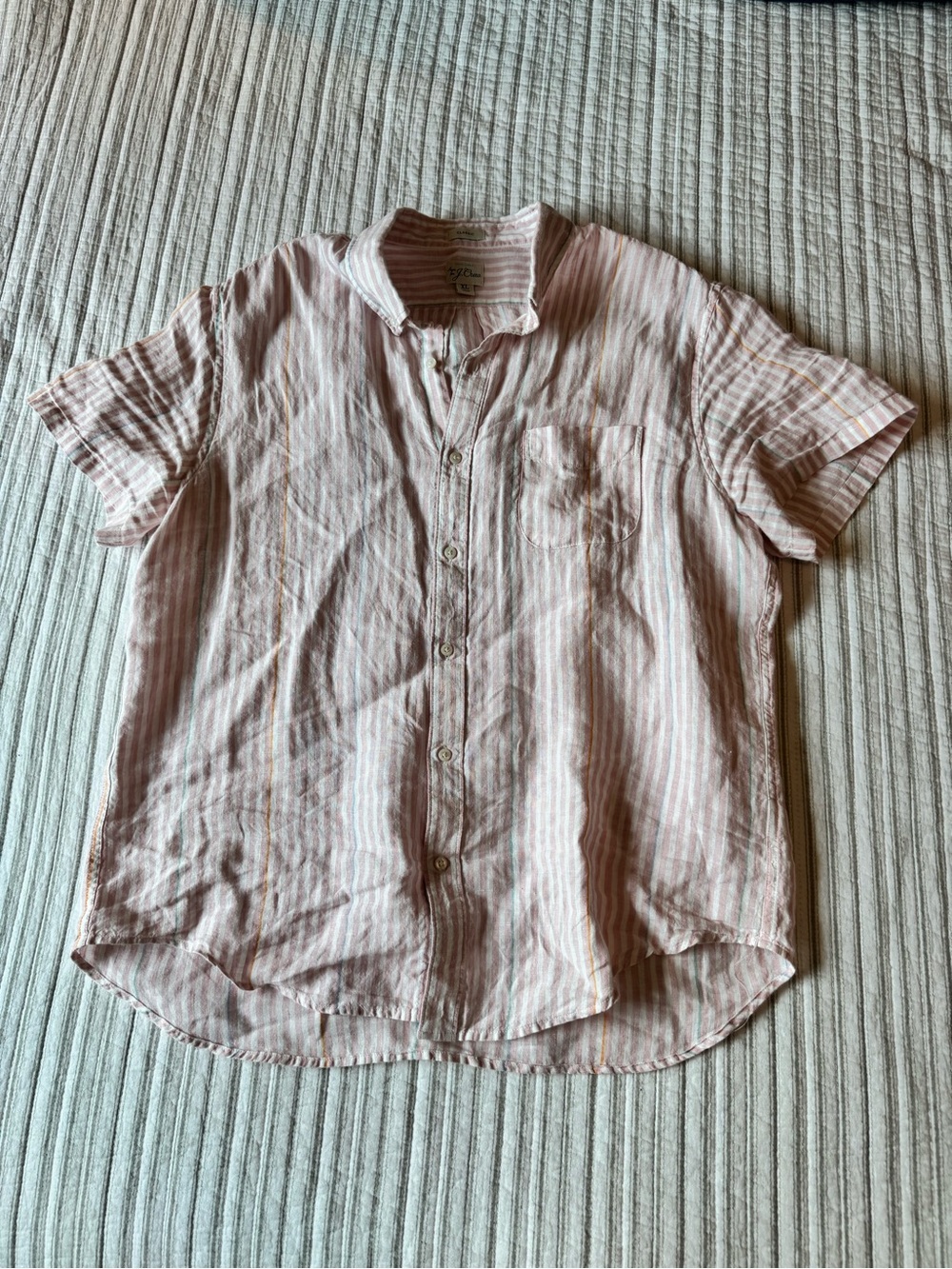 J. Crew Men's Short Sleeve Baird McNutt Irish Linen Shirt Sz XL